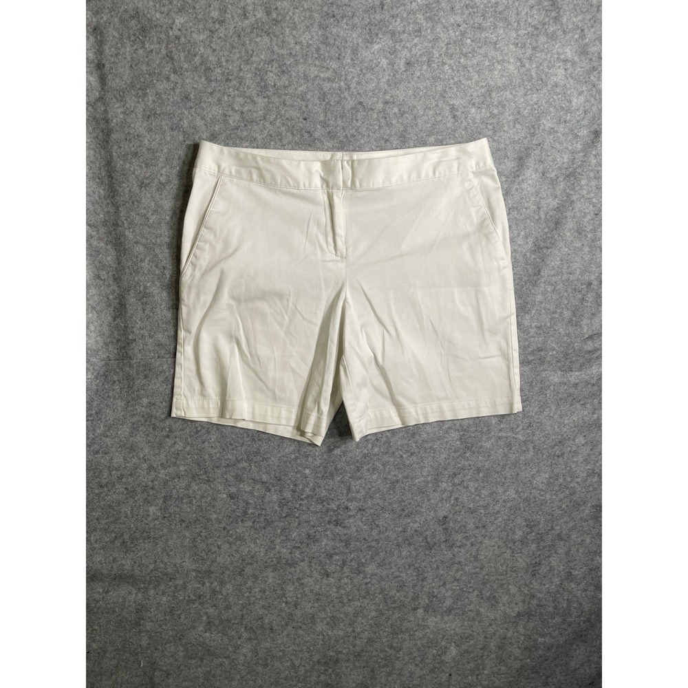 IZOD Womens White Chino Shorts Size 4 Flat Front Casual Golf Summer Cotton Blend